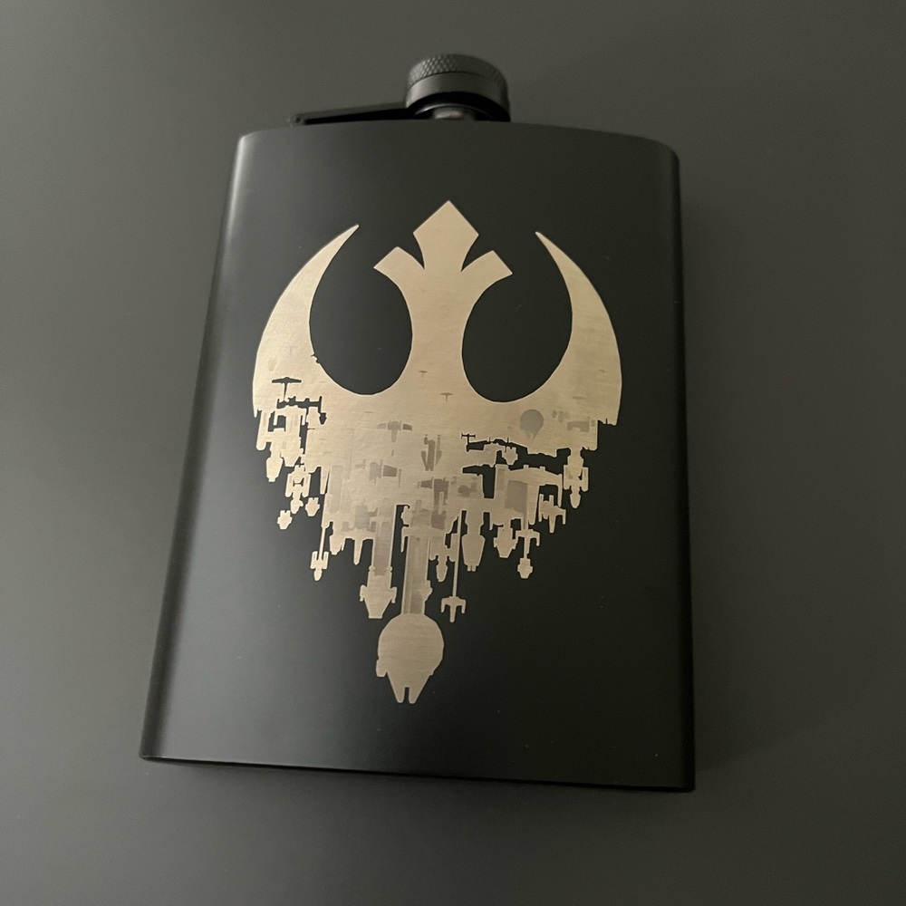 Rebel Inspired Matte Black Stainless Steel 8oz Flask - Picture 1 of 2